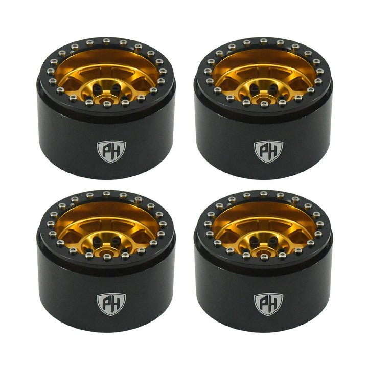 Powerhobby Aluminum 2.2" Beadlock Wheels Gold (4) 1/10 Rock Crawler