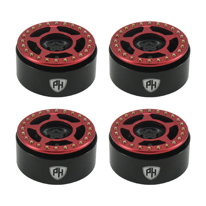 Powerhobby Aluminum 2.2" Beadlock Wheels Red (4) 1/10 Rock Crawler