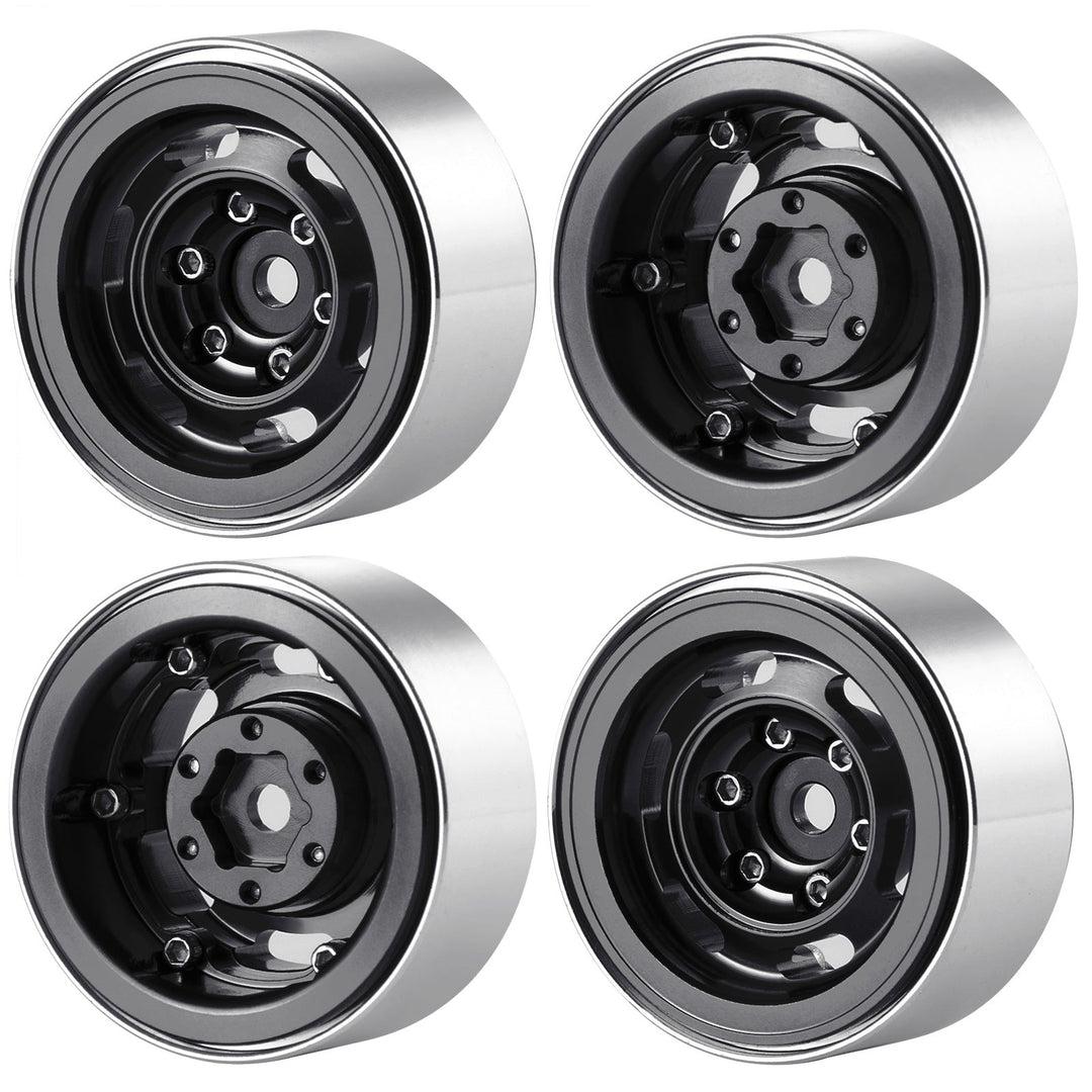 Powerhobby 1.0" Beadlock Wheels Black (4) 1/24 Rock Crawler