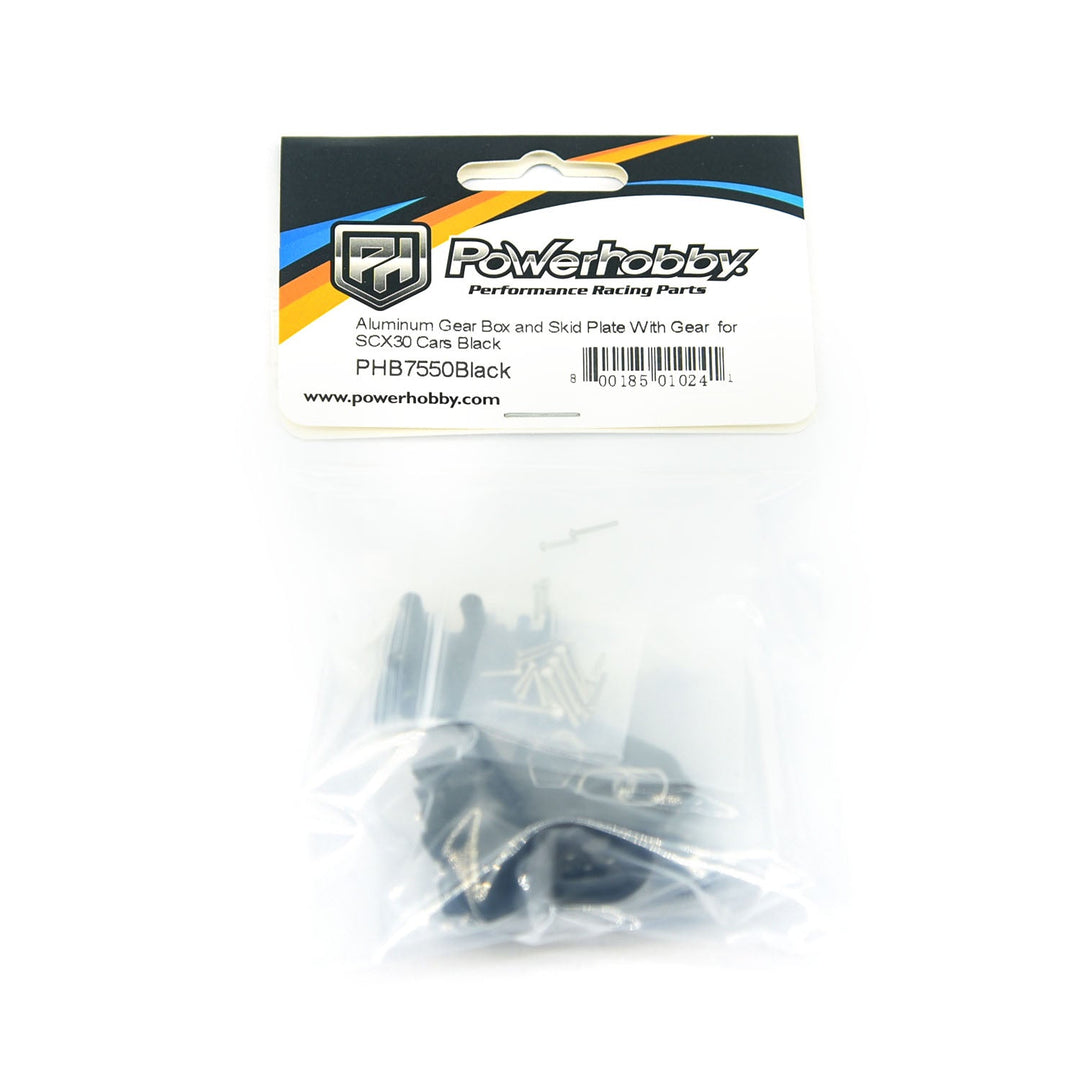 Powerhobby Aluminum Gear Box + Skid Plate With Gears Black Axial SCX30
