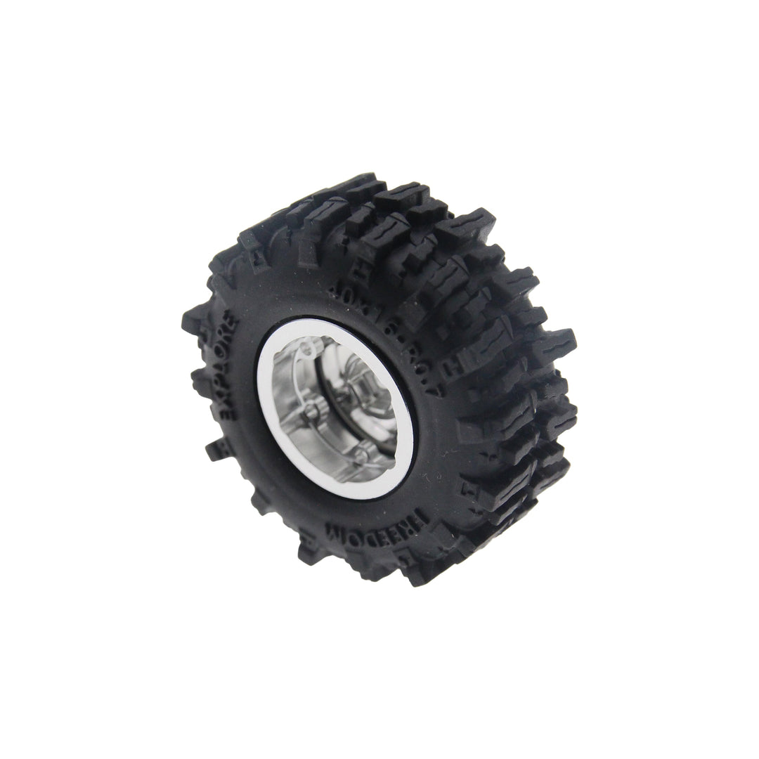 Powerhobby Axial SCX30 0.7" Brass Wheels / Tires (4) Silver Type B