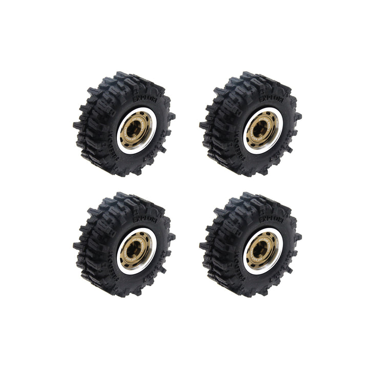 Powerhobby Axial SCX30 0.7" Beadlock Brass Wheels / Tires (4) Gold Type B