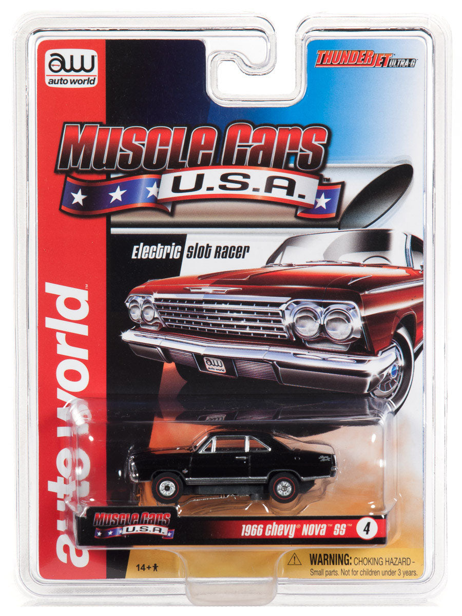 Auto World 1966 Chevy Nova SS Black Thunderjet R25 HO Slot Car SC340 for AFX