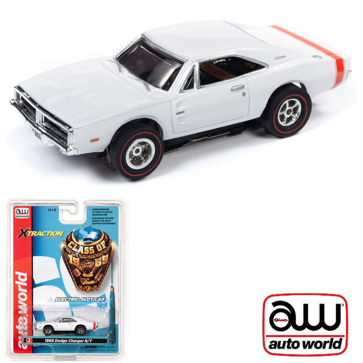 Auto World 1969 Dodge Charger R/T White R27 HO Slot Car SC343 fits AFX