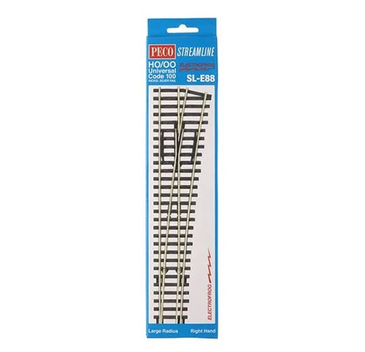 PECO SL-E88 HO Code 100 Electrofrog RH Large Radius Turnout