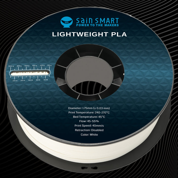 LW-PLA Filament, 1.75mm, Black & White, 1KG, Lightweight Low-Density Active Foaming PLA for 3D Print RC Planes Drone Parts