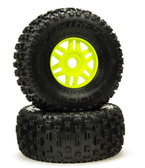 Arrma ARA550068 dBoots 'Fortress' Glued Tire Set Green (Front/Rear) 1/7 Mojave