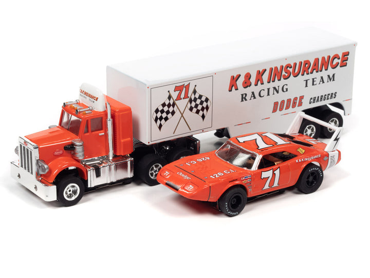 Auto World Bobby Isaac 1969 Dodge Daytona Peterbilt 359 Truck AFX slot car