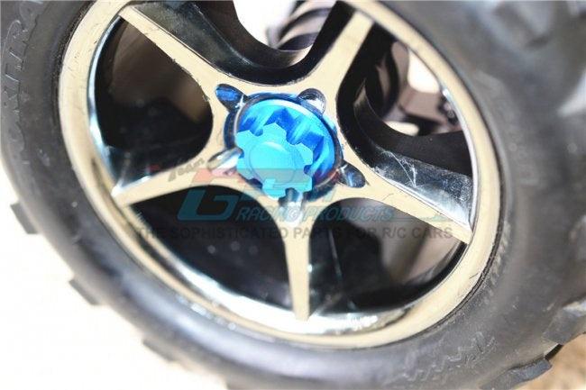 GPM ALUMINUM CVD F/R KNUCKLE ARMS WHEEL HEX CLAW WHEEL LOCK TRAXXAS REVO BLUE