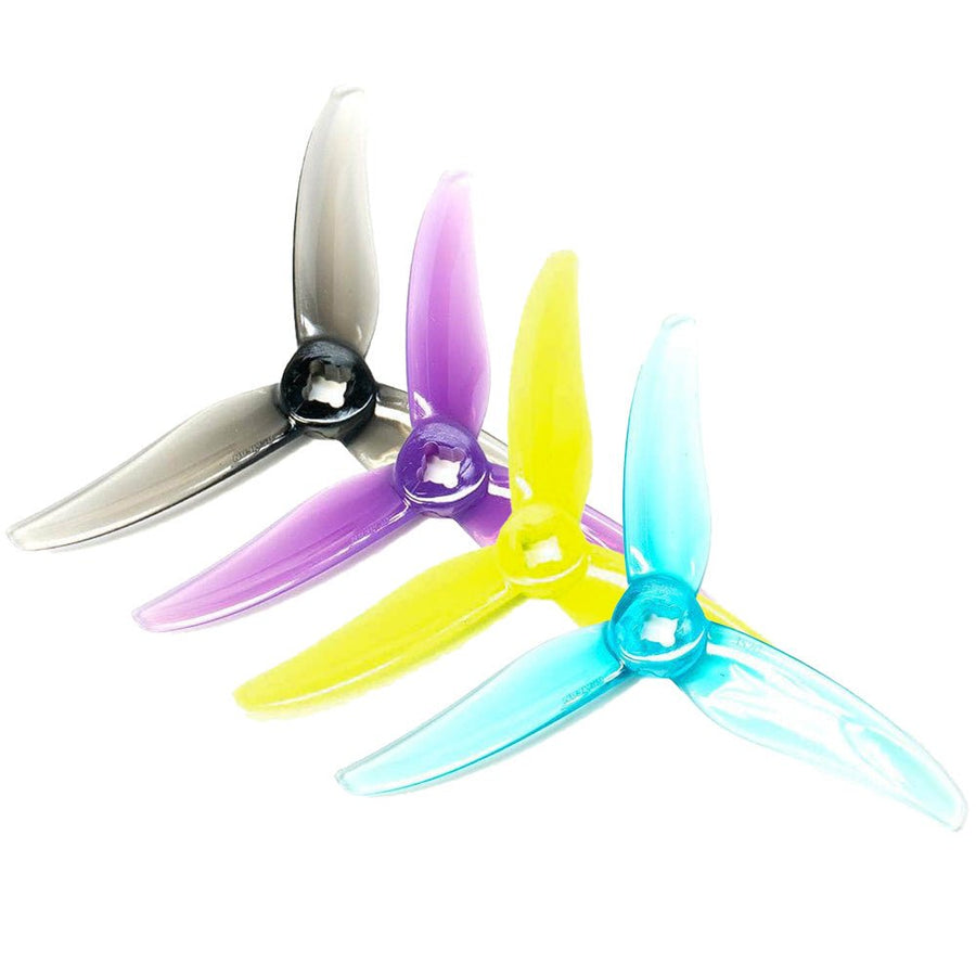 Gemfan Hurricane 3520-3 / 3.5" Tri-Blade FPV Drone Props for 5mm / 1.5mm Shaft T-Mounted w/ Adapter (4 Pack) - Choose Color at WREKD Co.