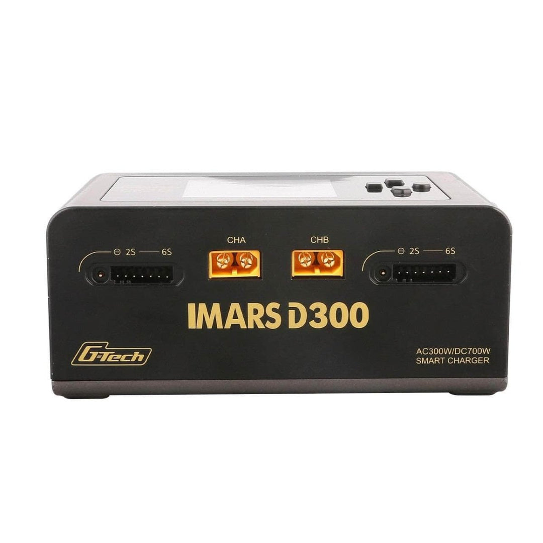 GensAce IMARS D300 G-Tech 300W/700W 1-6S 32A Dual Channel AC/DC Smart Charger - Black at WREKD Co.