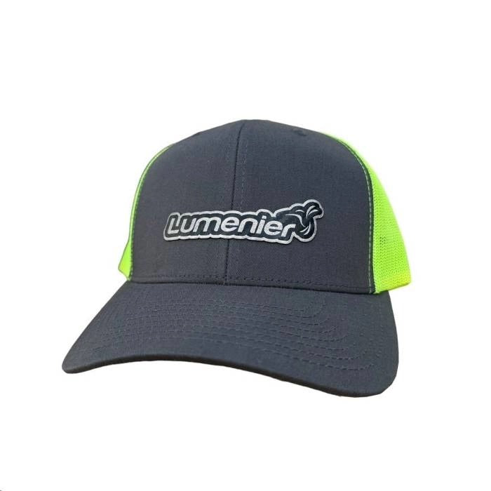 Lumenier Logo Retro Trucker Hat - Charcoal/Neon Green