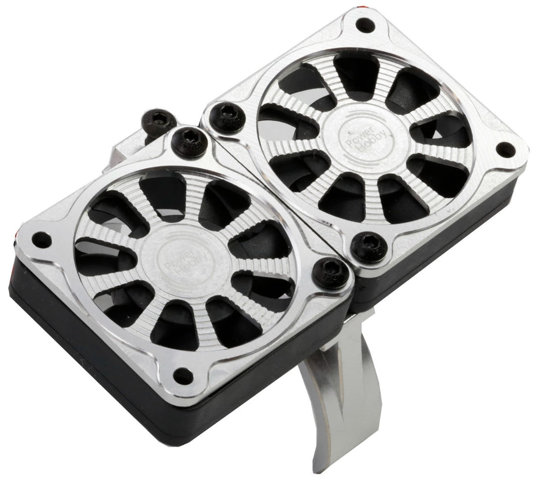 Powerhobby Aluminum Dual High Speed Cooling Fans SILVER Castle Creations 1100kV