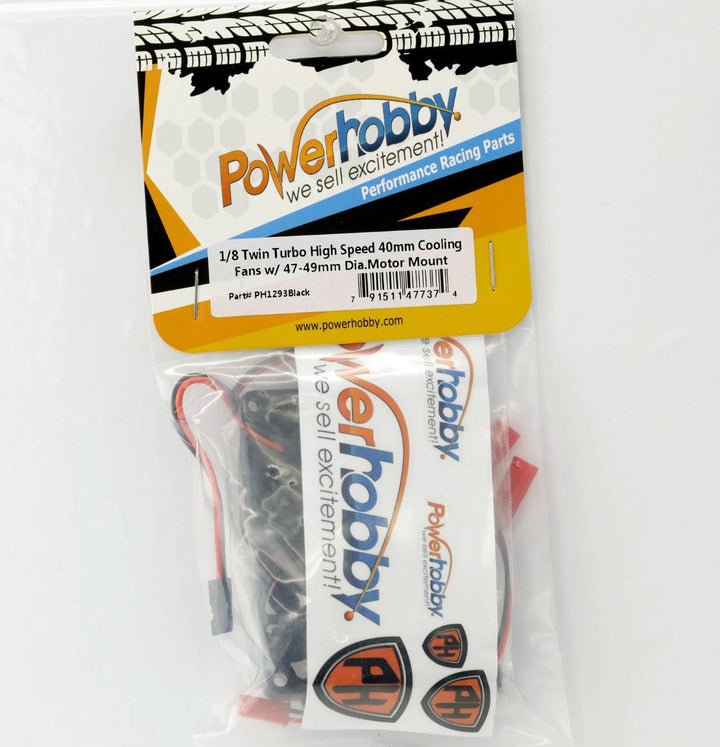 Powerhobby 1/8 Aluminum Heatsink 40mm Dual High Speed Cooling Fans w/Cover Black