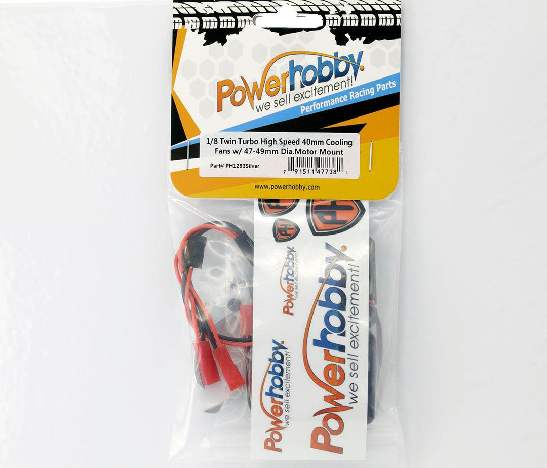 Powerhobby 1/8 Aluminum Heatsink 40mm Dual High Speed Cooling Fans w/Cover Silver