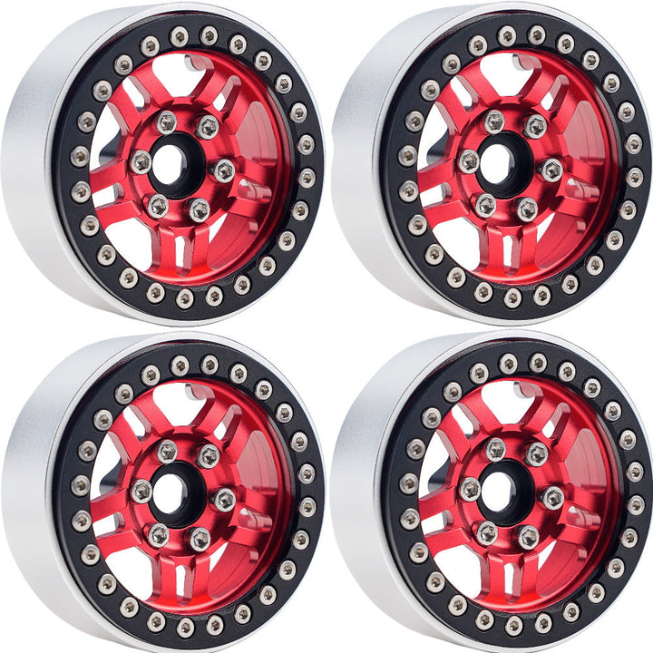 Powerhobby B4 Aluminum 1.9 Beadlock Wheels 9mm Hubs Red (4) 1/10 Rock Crawler