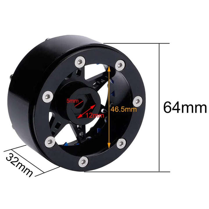 Powerhobby Aluminum 2.2" Beadlock Wheels Blue (4) 1/10 Rock Crawler