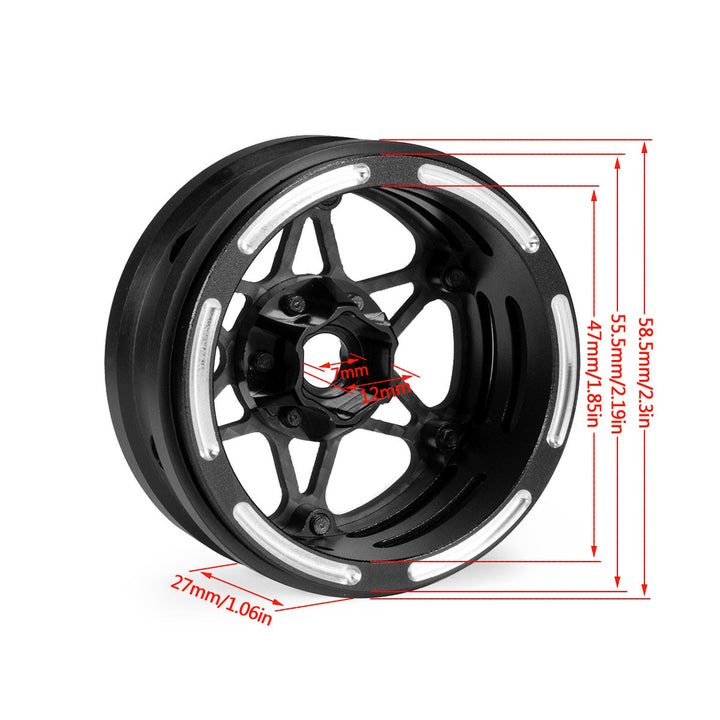 Powerhobby 1.9" Carbon Fiber Lightweight Beadlock Wheels A 1/10 Rock Crawler