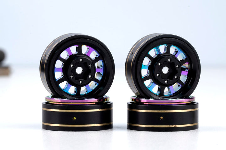 Powerhobby Axial SCX24 1.0" Titanium Brass Beadlock Crawler Wheels 1/24