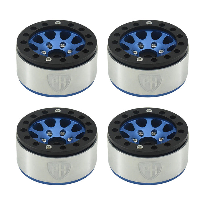 Powerhobby Aluminum 1.55" Beadlock Wheels Blue (4) 1/10 Rock Crawler