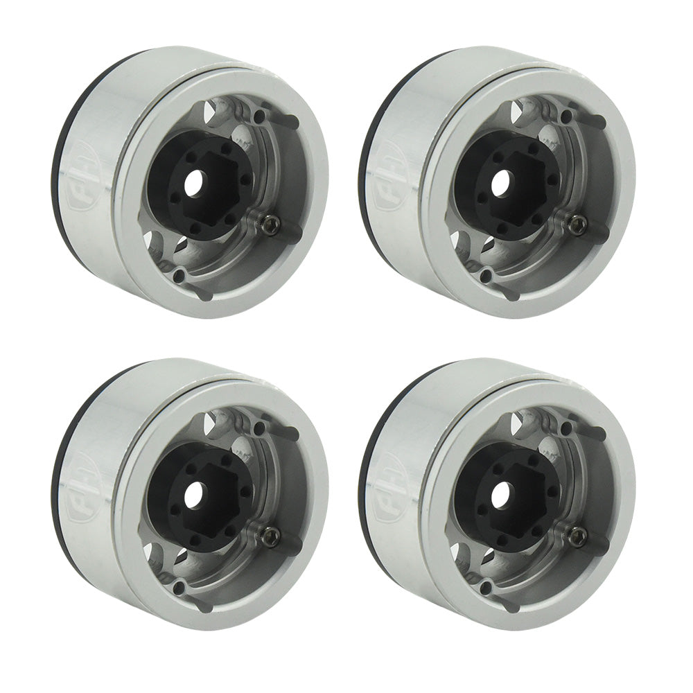Powerhobby Aluminum 1.55" Beadlock Wheels Silver (4) 1/10 Rock Crawler