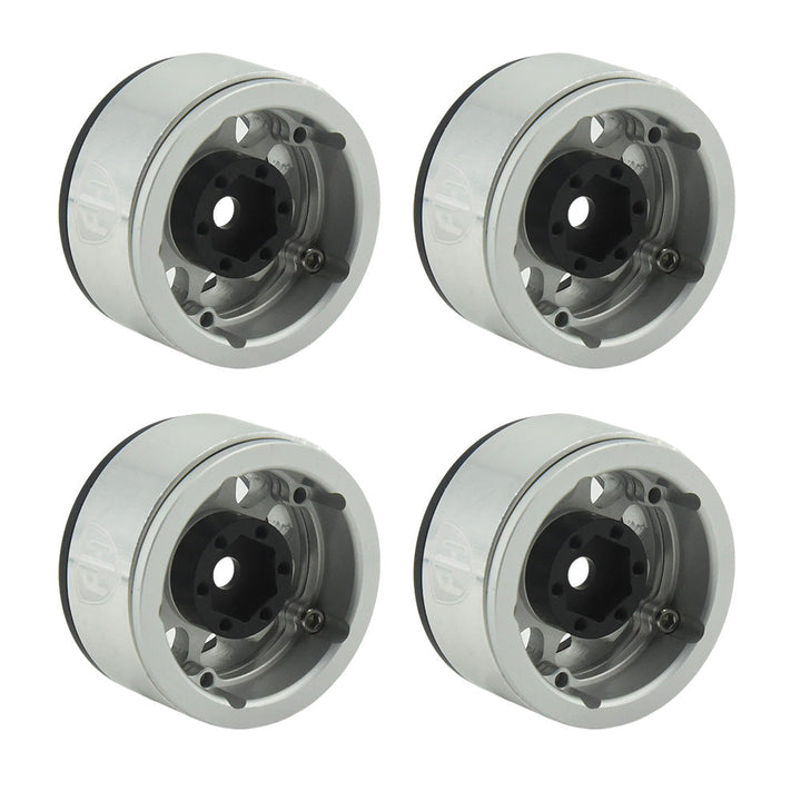 Powerhobby Aluminum 1.55" Beadlock Wheels Silver (4) 1/10 Rock Crawler