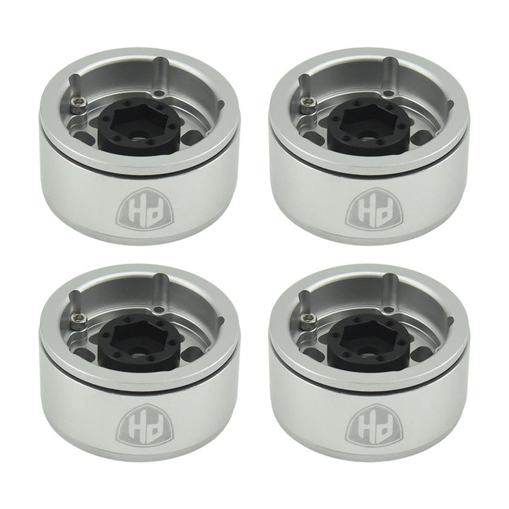 Powerhobby Aluminum 1.55" Beadlock Wheels Silver (4) 1/10 Rock Crawler