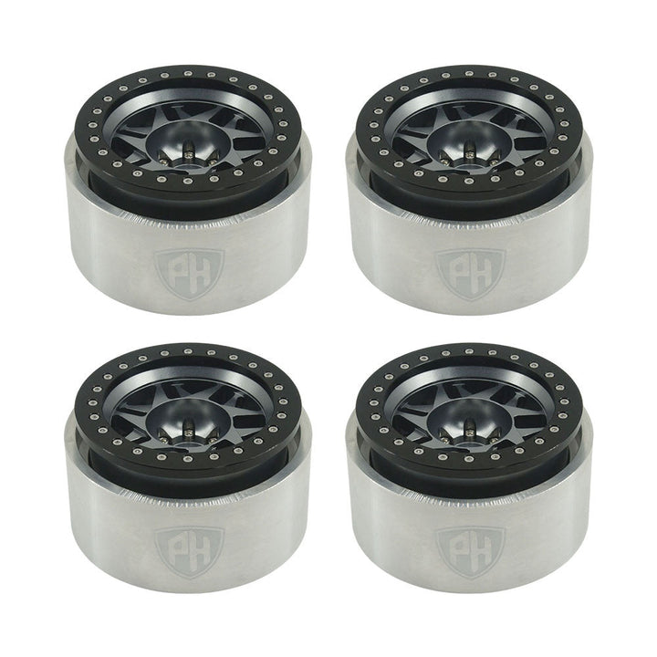 Powerhobby 1.9" 10MM Offset Aluminum Wheels Titanium (4) 1/10 Crawler
