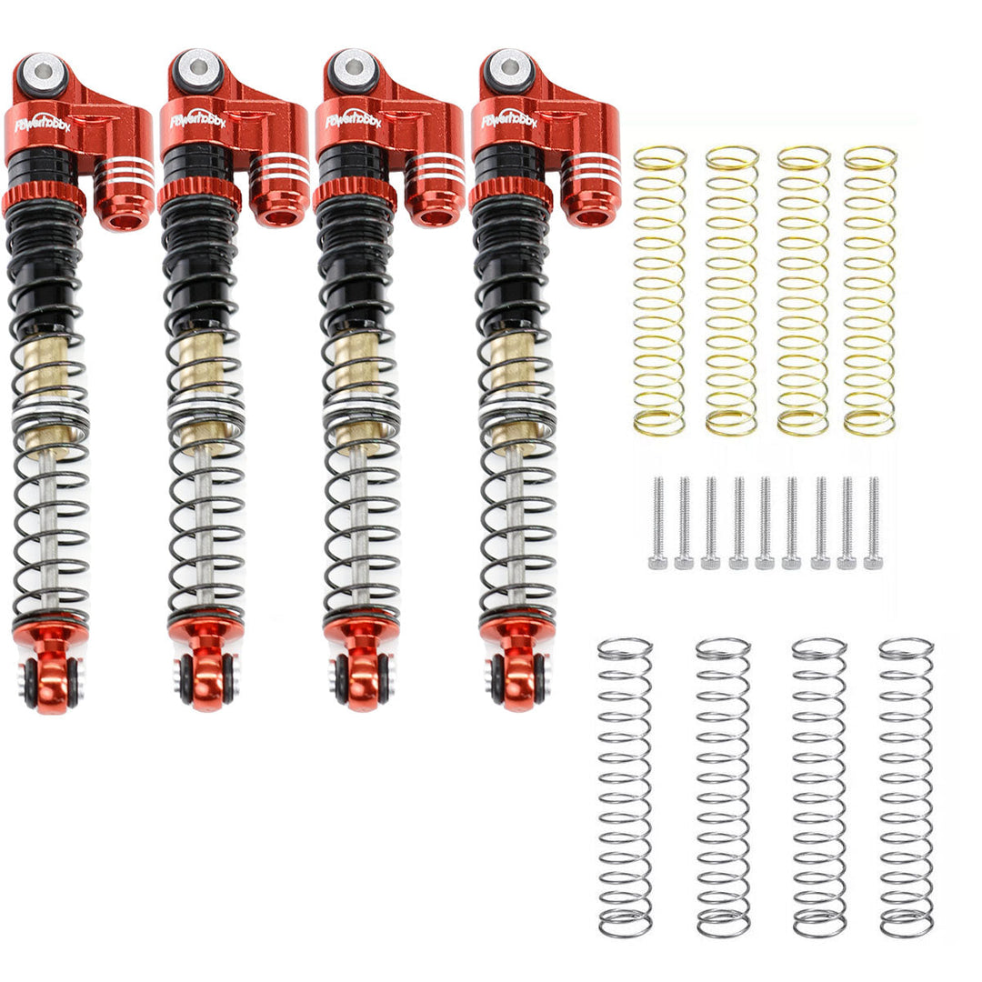 Powerhobby 1/24 Axial SCX24 Aluminum 58mm Long Travel Shocks Jeep Bronco Red