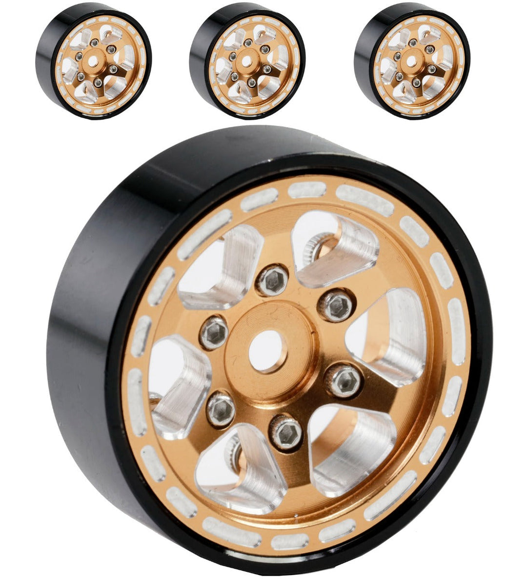 Powerhobby Axial SCX24 Jeep Bronco Aluminum Beadlock Crawler Wheels 1/24 Copper