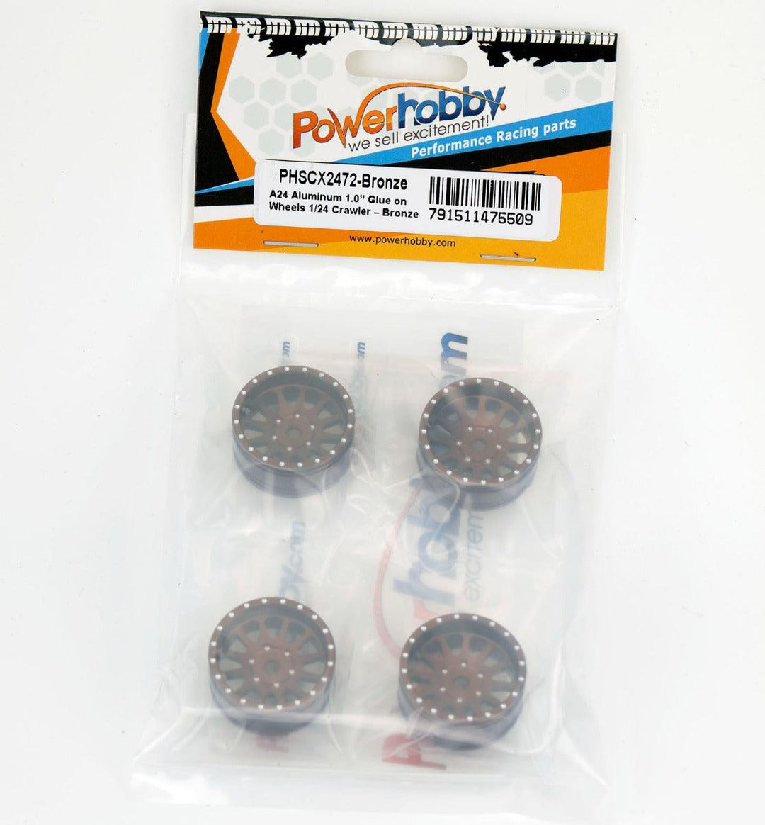 Powerhobby A24 Aluminum 1.0” Rock Crawler Wheels Axial SCX24 - Bronze