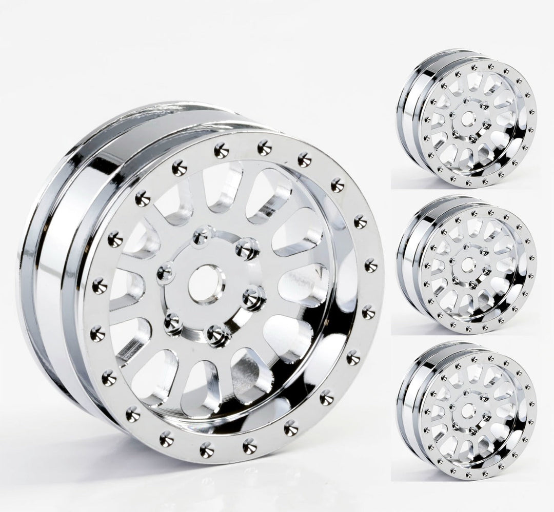 Powerhobby A24 Aluminum 1.0” Rock Crawler Wheels Axial SCX24 Chrome