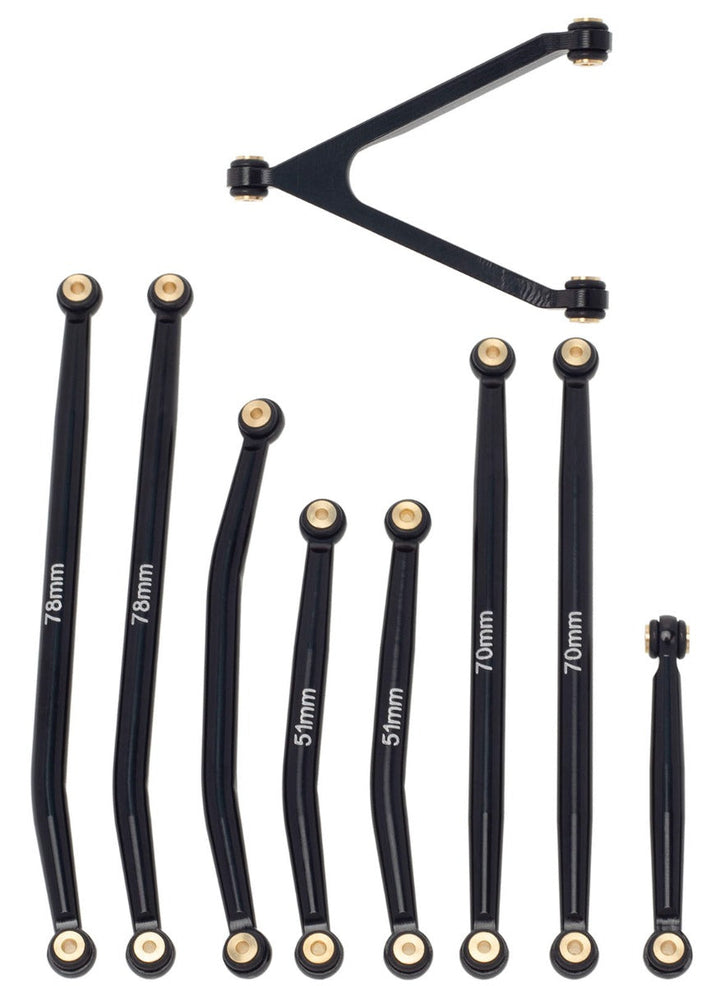 Powerhobby Aluminum SCX24 Betty Deadbolt High Clearance Chassis Links Set Black