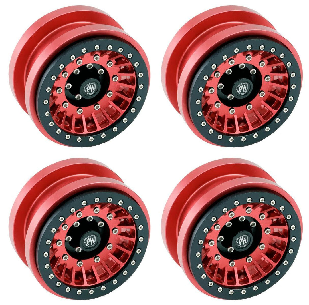 Powerhobby Z1 Axial SCX6 2.9” CNC Aluminum Beadlock Wheels Red 4pcs