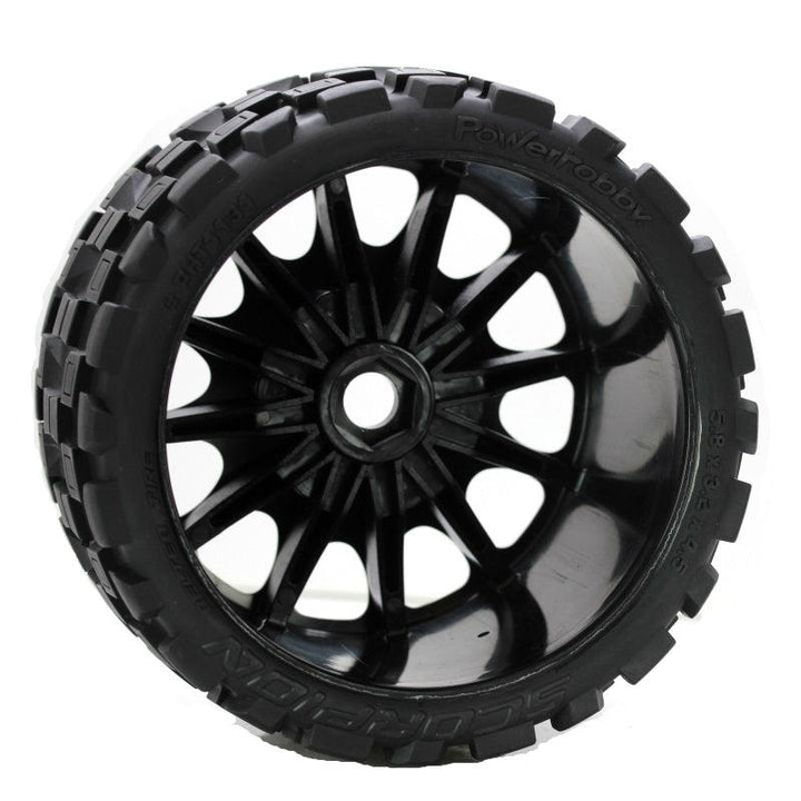 Powerhobby Scorpion Belted Monster Truck Tires / Wheels w 17mm Hex (2) Race