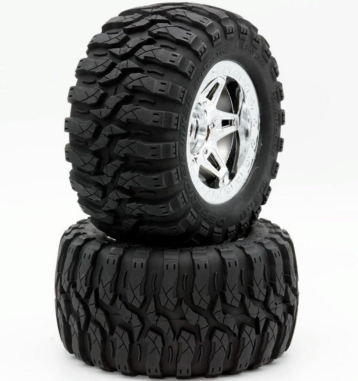 Powerhobby 1/8 Defender 3.8” Belted All Terrain Tires 17MM Mounted Chrome
