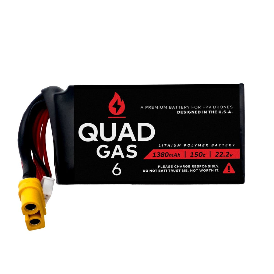 Quad Gas 6S 1380mAh 150c LiPo Battery (1pc) at WREKD Co.