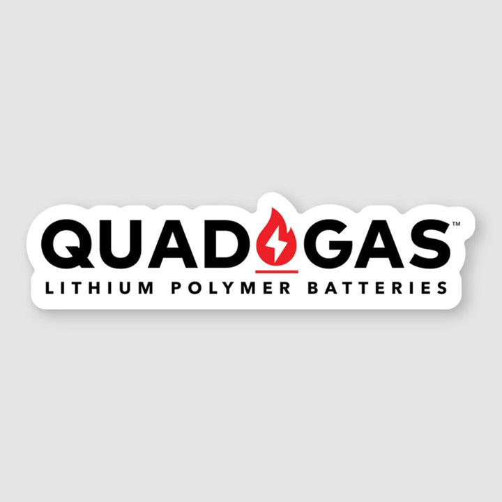 Quad Gas Logo 2.87″ × 0.75″ Sticker w/ Black Letters + White Trim at WREKD Co.