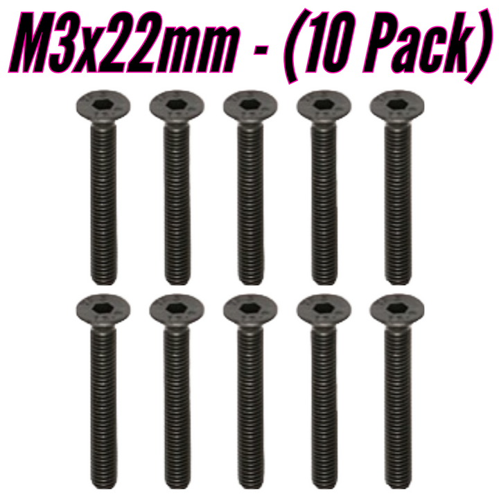 M3×22mm Flat Head Screws - (10 Pack)