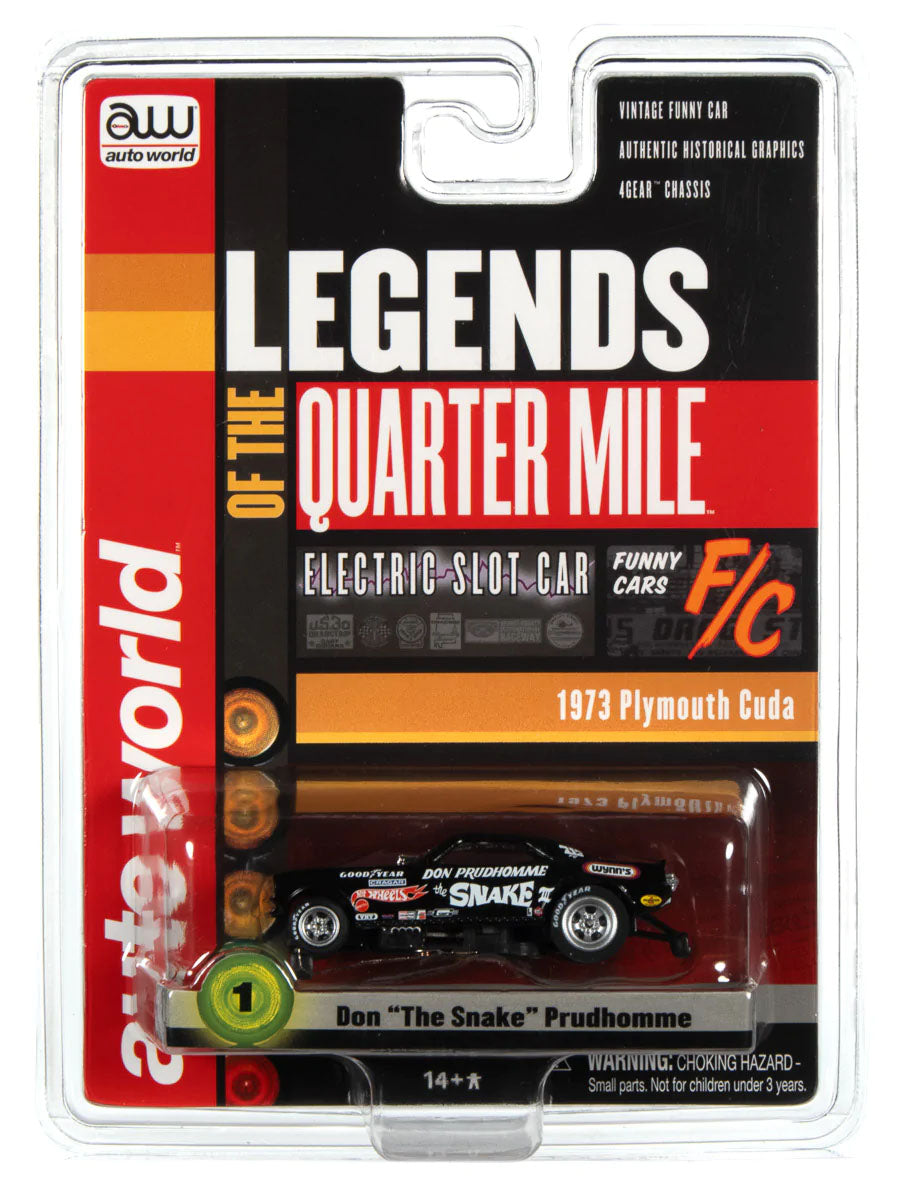 Auto World 4Gear Hot Wheels Plymouth Cuda Don The Snake Prudhomme Funny HO Slot Car