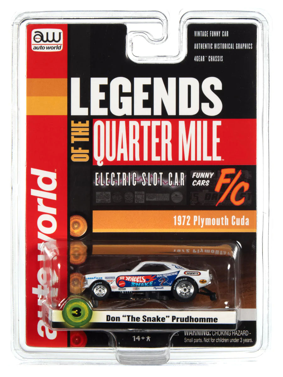 Auto World 4Gear Hot Wheels Don The Snake Prudhomme Plymouth Cuda Funny HO Slot Car