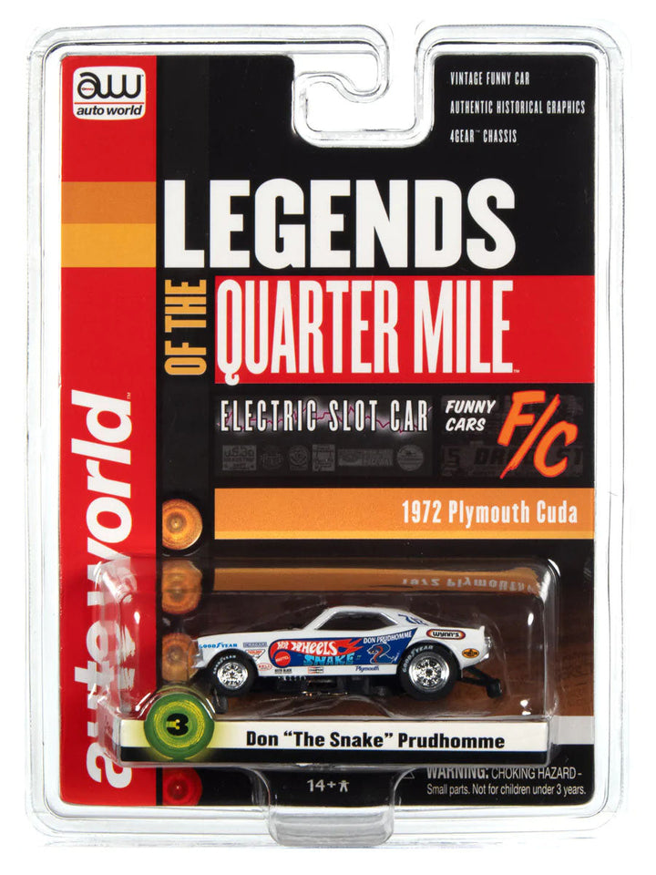 Auto World 4Gear Hot Wheels Don The Snake Prudhomme Plymouth Cuda Funny HO Slot Car