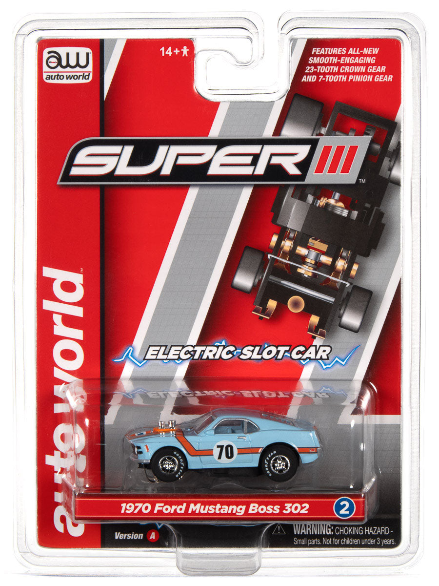 Auto World 1970 Ford Mustang Boss 302 Gulf Super III HO Slot Car AFX SC383