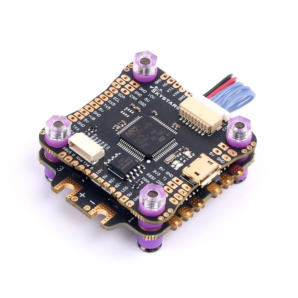 Skystars F4 F405 Flight controller and 55A Blheli-S ESC fly tower stack - 30x30mm at WREKD Co.