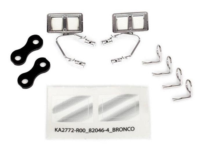 Traxxas 8073X Mirrors Side Chrome (Left & Right)/ Retainers /Body clips TRX-4