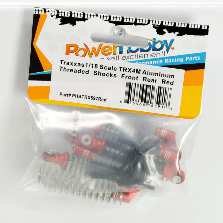 Powerhobby Aluminum 51mm Long Travel Shocks Red FOR Traxxas TRX-4M
