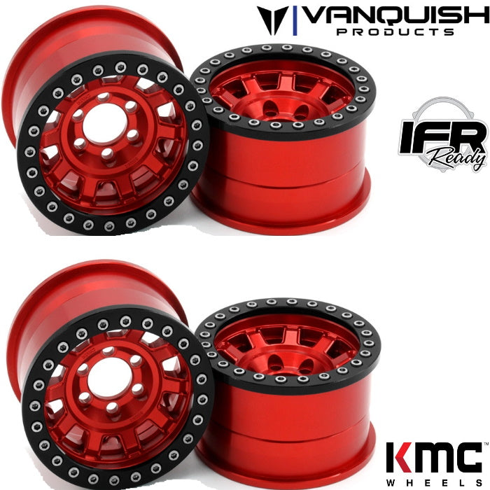 Vanquish VPS07783 KMC 1.9 KM236 Tank Red Wheels / Rims (4) Rock Cralwer