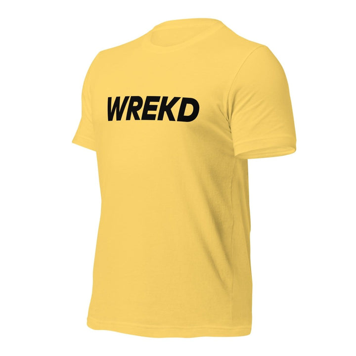 WREKD Black on Yellow Logo Tee at WREKD Co.