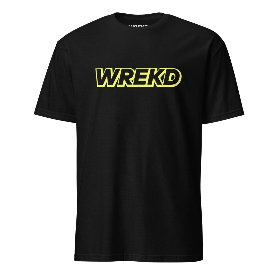 WREKD Yellow on Black Short-Sleeve Unisex Logo Tee at WREKD Co.