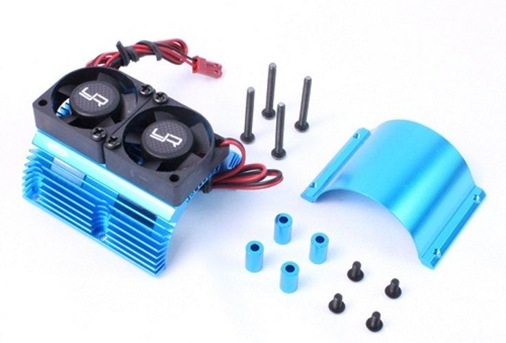 Yeah Racing Heat Sink w/Twin Tornado High Speed Fans Sets Blue For 1/8 Motors